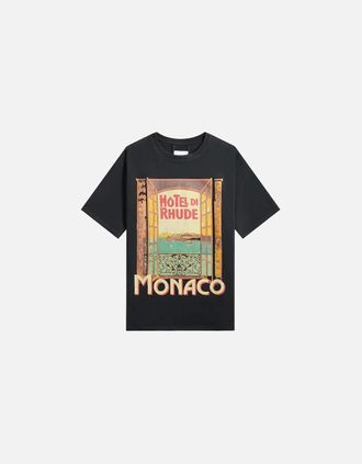 Rhude Mens Rhude Hotel di Monaco T-Shirt Black - Size: 40