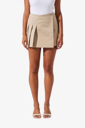 Astr Womens Chana Pleated Wrap Mini Skirt In Beige