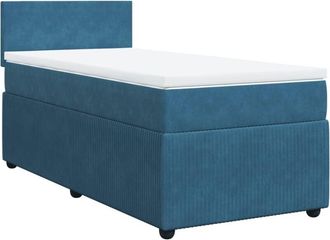 vidaXL Cama Box Spring Con Colch&oacute;n Terciopelo Azul Oscuro 80x200 Cm Vidaxl