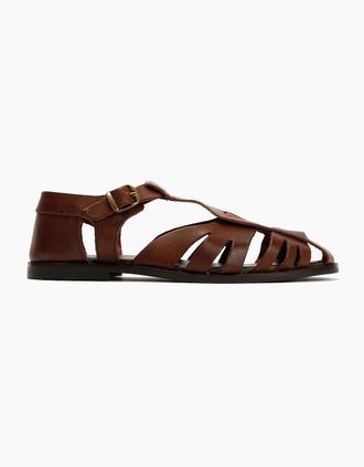 Hudson Womens NOVA WOMENS BROWN VEG TANNED LEATHER SANDAL - Size: 5