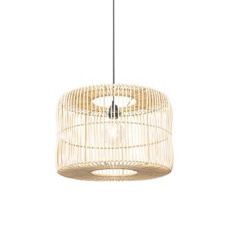 QAZQA Oriental L&aacute;mpara Colgante Oriental De Rat&aacute;n 45 Cm - Maud /acero Redonda Adecuado Para Led Max. 1 X 40 Watt - Qazqa