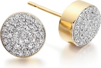 Monica Vinader Ava Diamond Button Stud Earrings, Gold Vermeil on Silver