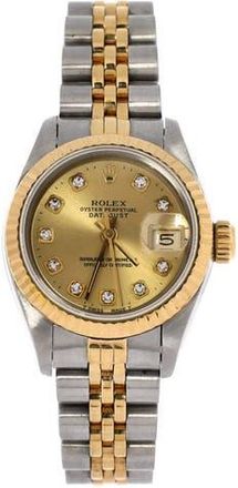 Rolex Oyster Perpetual Datejust Automatic Watch Stainless Steel and Yellow Gold with Diamond Markers 26 in Metallic Silver at Nordstrom