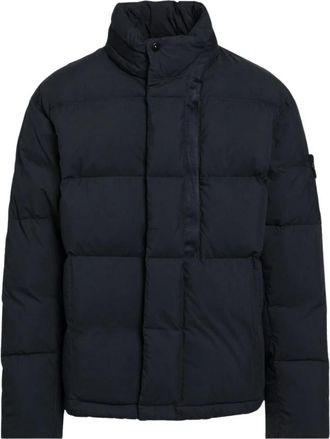 Stone Island Korte Donsjas - Heren - Gewatteerde jassen - Blauw - XL - Leer - Jassen
