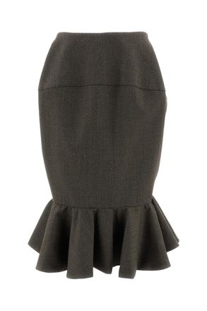 Jacquemus Taupe La Jupe Palmier Asymmetric Virgin Wool Midi Skirt