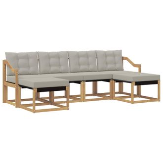 vidaXL Conjunto De Sof&aacute;s De Exterior 6 Pcs Blanco Y Gris Claro Vidaxl