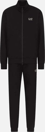 Emporio Armani Mens Zip Up Funnel Neck Black/White Cotton Tracksuit - Size: XXL
