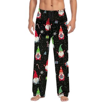 Generic Mens Christmas Pyjama Bottoms Ugly Funny Xmas Print Lounge Pyjama Pants Casual Cosy Loungewear Festive Holiday Pjs Trousers for Family Friends B- Blac