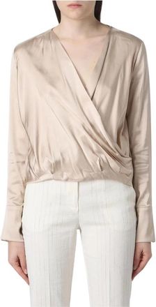 Kaos 4018 Camicia M/l Rose Incrociata In Satin - Dames - Blouses - Beige - L - Satijn - Overhemden