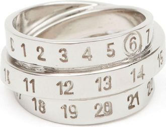 Maison Margiela triple signature numeric logo ring - unisex - Brass - 4 - Silver