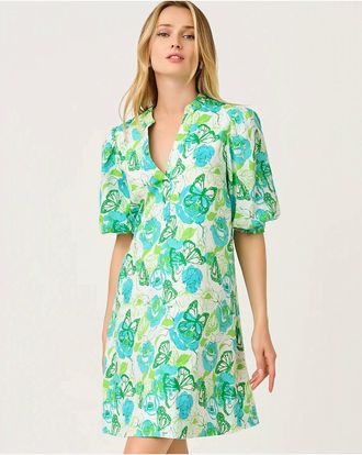 Lilly Pulitzer Mialeigh Linen Mini Dress In Resort White Monarch Rose