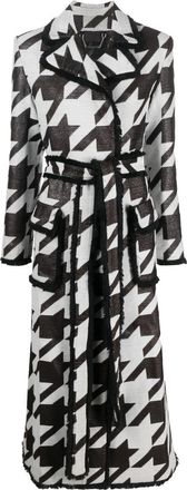 Philipp Plein houndstooth-print belted coat - women - Acrylic/Polyester/Other fibres/Wool/Polyester - S - Neutrals