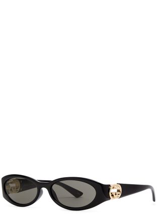 Gucci Oval-frame Sunglasses - Black - One Size