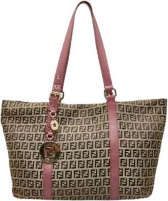 Fendi Pre-owned Tote Bags, female, Brown, Size: ONE SIZE Pre-owned Canvas Tote Bag