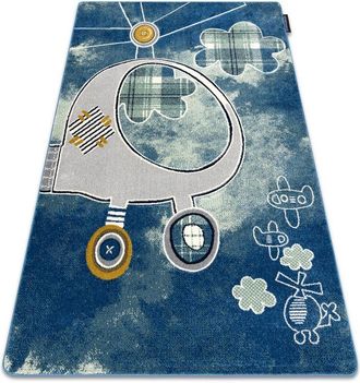 RugsX Rugsx - Alfombra Petit Helicopter Helic&oacute;ptero, Aviones Azul Blue 80x150 Cm