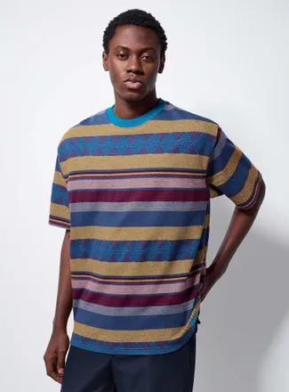 Scotch & Soda Mens Colourful jacquard stripe T-shirt
