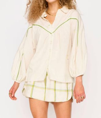 Mirth Midland Semi Sheer Top In Lime Jamdani