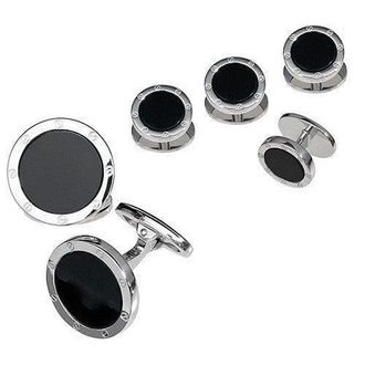 Jan Leslie Rivet Etch Sterling Cufflinks & Studs in Black at Nordstrom