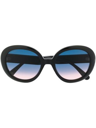 Gucci Zonnebril met rond montuur - Zwart