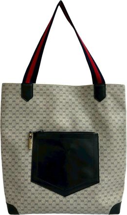 Gucci Navy Red Color Leather Pvc Handbag Shoulder Bag Tote Bag (Pre-Owned)