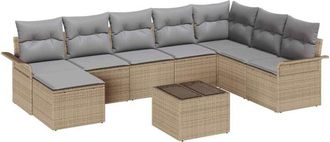vidaXL Garden Sofa Set with Cushion 9 pcs Black Poly rattan vidaXL