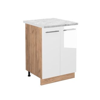 Vicco Mueble Bajo De Cocina Fame-line, Blanco Alto Brillo, 60 Cm, Et M&aacute;rmol