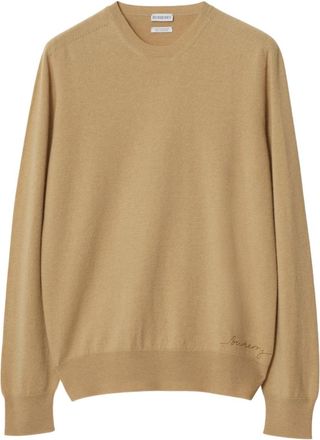 Burberry logo-embroidered cashmere jumper - men - Cashmere - M - Neutrals