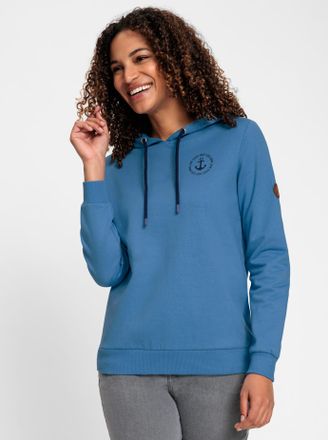 Casual Looks Sweatshirt CASUAL LOOKS, Damen, Gr. 36, blau (mittelblau), 100% Baumwolle, bedruckt, gemustert, unifarben, Sweatshirts Sweatshirt