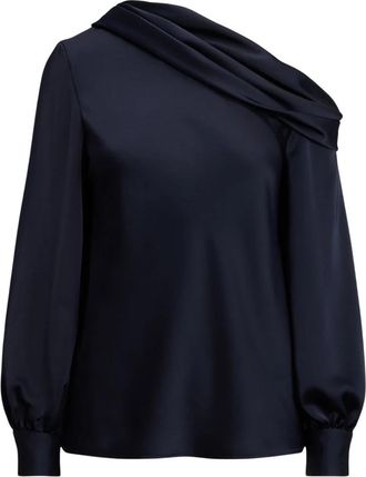 Polo Ralph Lauren Zamiel Lange Mouwen Blouse - Dames - Blouses - Blauw - S - Polyester - Overhemden