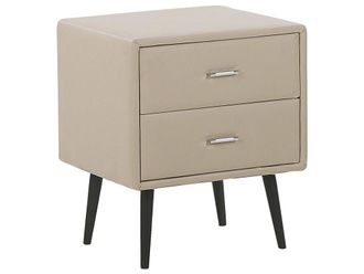 Beliani Mesita de noche 2 cajones piel sint&eacute;tica beige