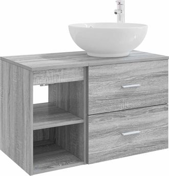 vidaXL Juego De Muebles De Ba&ntilde;o 2 Uds. Sonoma Gris Vidaxl