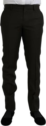 Dolce & Gabbana Slim-fit Pantalon - Heren - Slim Fit Broeken - Bruin - M - Wol - Broeken