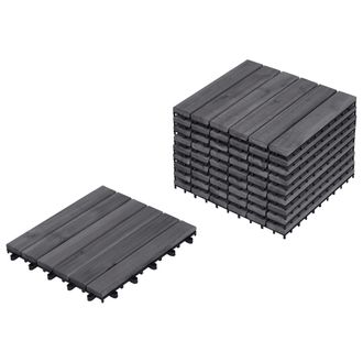 Beliani Suelo De Exterior De Madera De Acacia Certificada Base De Pl&aacute;stico Resistente A Todo Tipo De Clima Jard&iacute;n Patio Balc&oacute;n Accesorios Gris Accettura