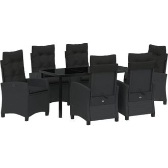 vidaXL Conjunto De Comedor De Jard&iacute;n 7 Pcs Negro Rat&aacute;n Sint&eacute;tico Vidaxl