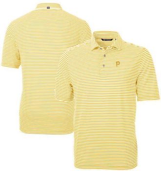 Cutter & Buck Mens Cutter & Buck Gold Pittsburgh Pirates Virtue Eco Pique Stripe Recycled Polo at Nordstrom, Size Xxx-Large