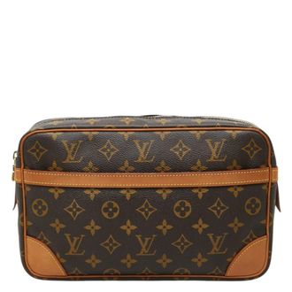 Louis Vuitton Brown Pvc Leather Clutch Bag (Pre-Owned)