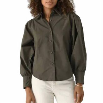 A Shirt Thing Charlotte Poplin Top In Olive