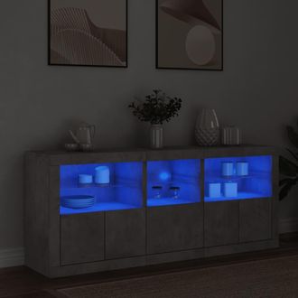 vidaXL Vidaxl - Aparador Con Luces Led Gris Hormig&oacute;n 162x37x67 Cm