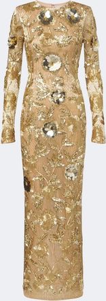 Rachel Gilbert Pierre embellished floral-appliqu&eacute; gown