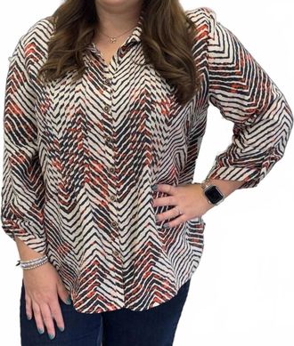Multiples Cinched Tab Cuff Multi-Tuck Button Front Woven Shirt In Blue
