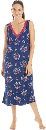 Camille Womens Sleeveless Floral Chemise - Ladies Lightweight Spandex Long Nightdress- Comfortable & Breathable Summer Nightwear Raspberry 14-16