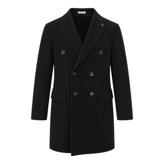 Breras Milano Double-Breasted Coat - Heren - Mantel - Zwart - L - Wol - Jassen