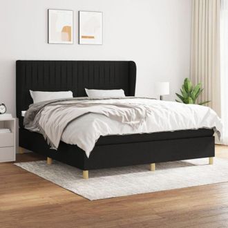 vidaXL Vidaxl - Cama Box Spring Con Colch&oacute;n Tela Negro 160x200 Cm
