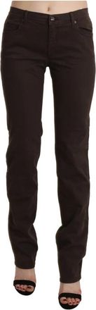 Ermanno Scervino Mid Waist Skinny Slim Broek Katoenen Jeans - Dames - Slim Fit Jeans - Bruin - W32 - Katoen - Jeans