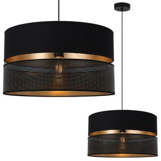 OEM L&aacute;mpara Colgante Asti Duo Negra 1 Plana Pantalla Negra-dorada Ts 40cm