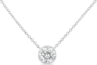 House of Brilliance 10K White Gold 1/10ct. TDW Solitaire Diamond Pendant Necklace (H-I,SI2-I1)