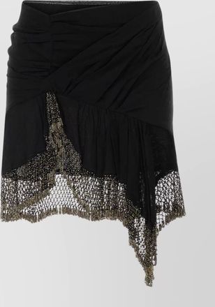Isabel Marant asymmetric draped skirt fringe detail