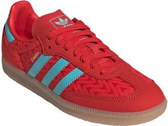 adidas Gender Inclusive Samba OG Sneaker in Red/Pulse Aqua/Gold Met. at Nordstrom, Size 9.5 Womens