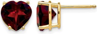 Diamond2Deal 14k Yellow Gold 8mm Heart Garnet earring