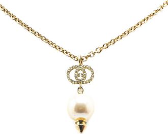 Gucci 1990-2024 vergulde GG halsketting met imitatieparel - Goud